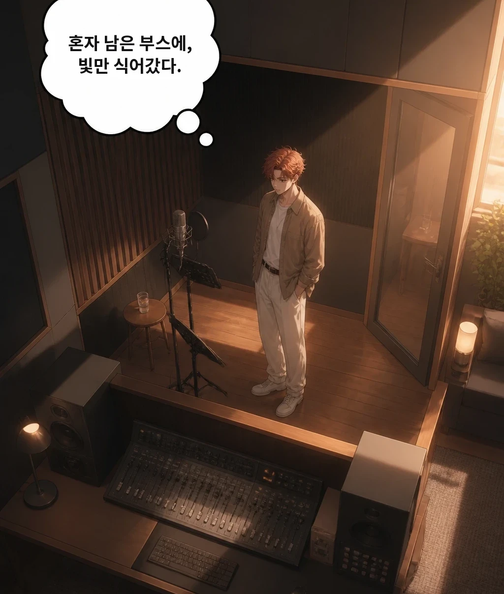 혼자 남은 부스에, 빛만 식어갔다.