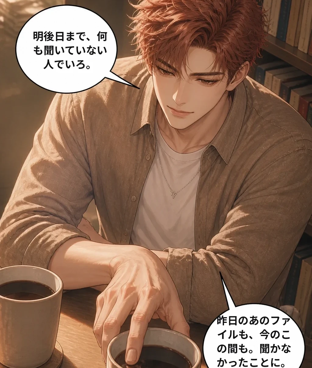 明後日まで、何も聞いていない人でいろ。 昨日のあのファイルも、今のこの間も。聞かなかったことに。