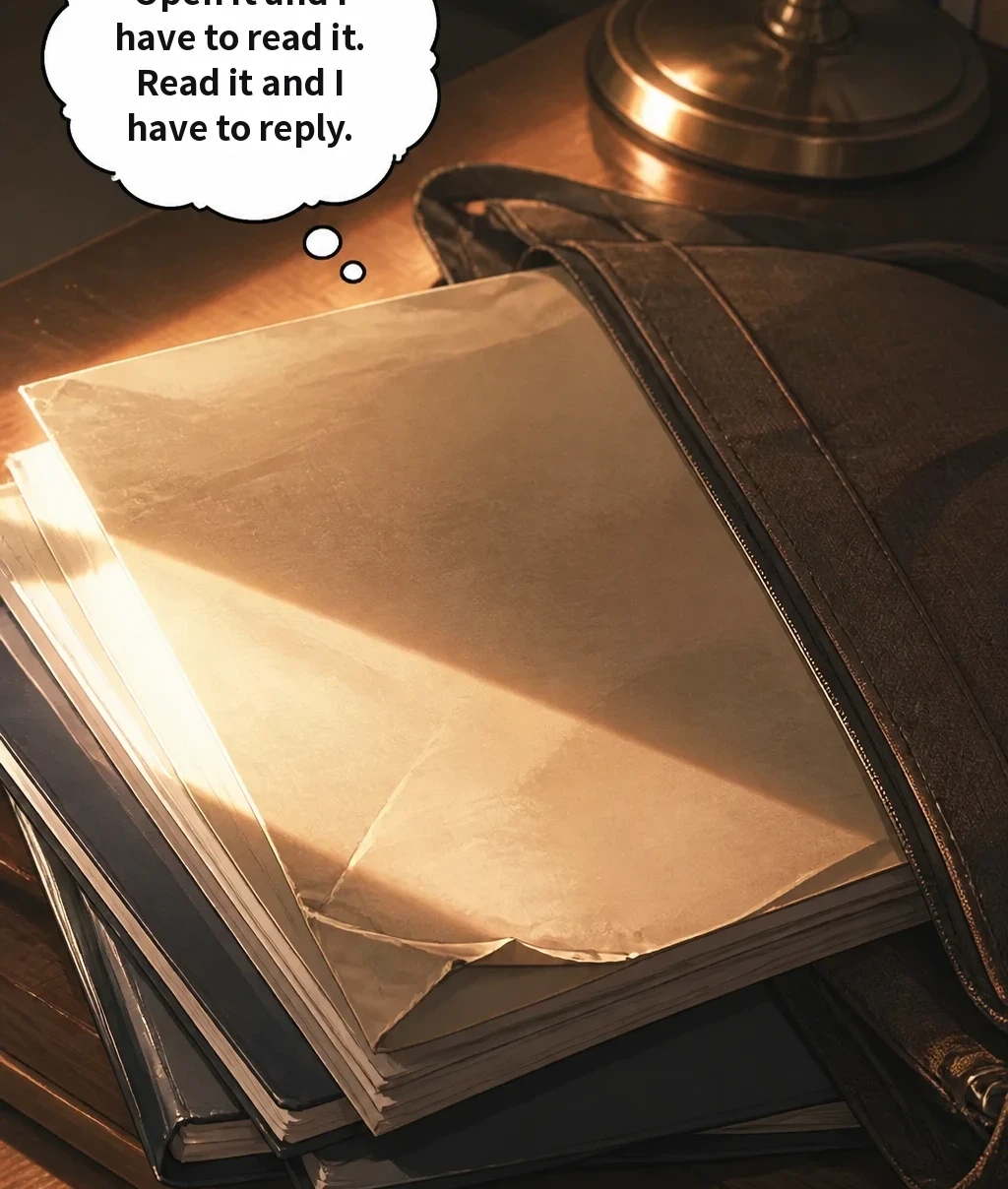 Open it and I have to read it. Read it and I have to reply.
