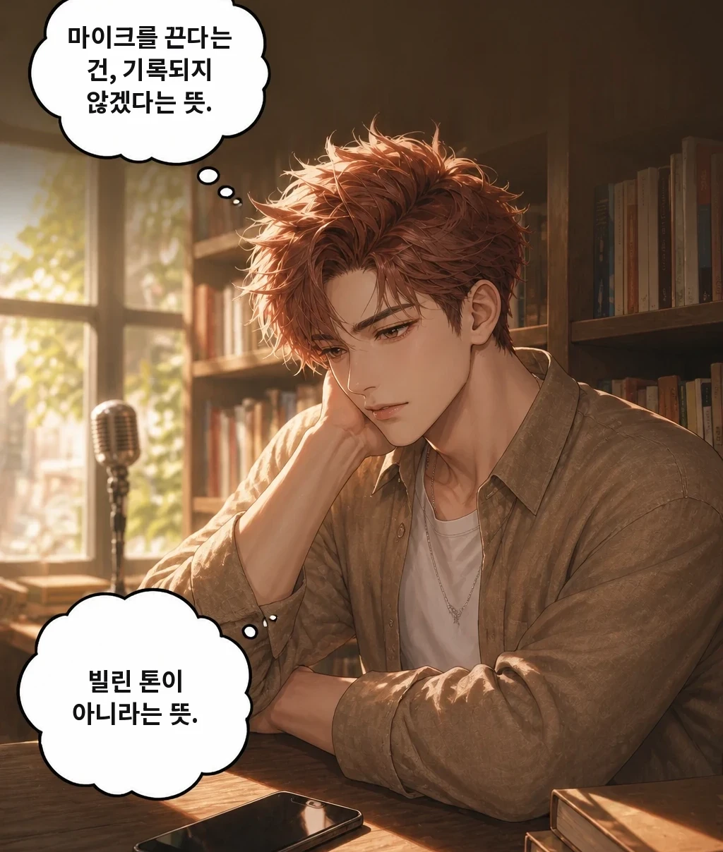 마이크를 끈다는 건, 기록되지 않겠다는 뜻. 빌린 톤이 아니라는 뜻.