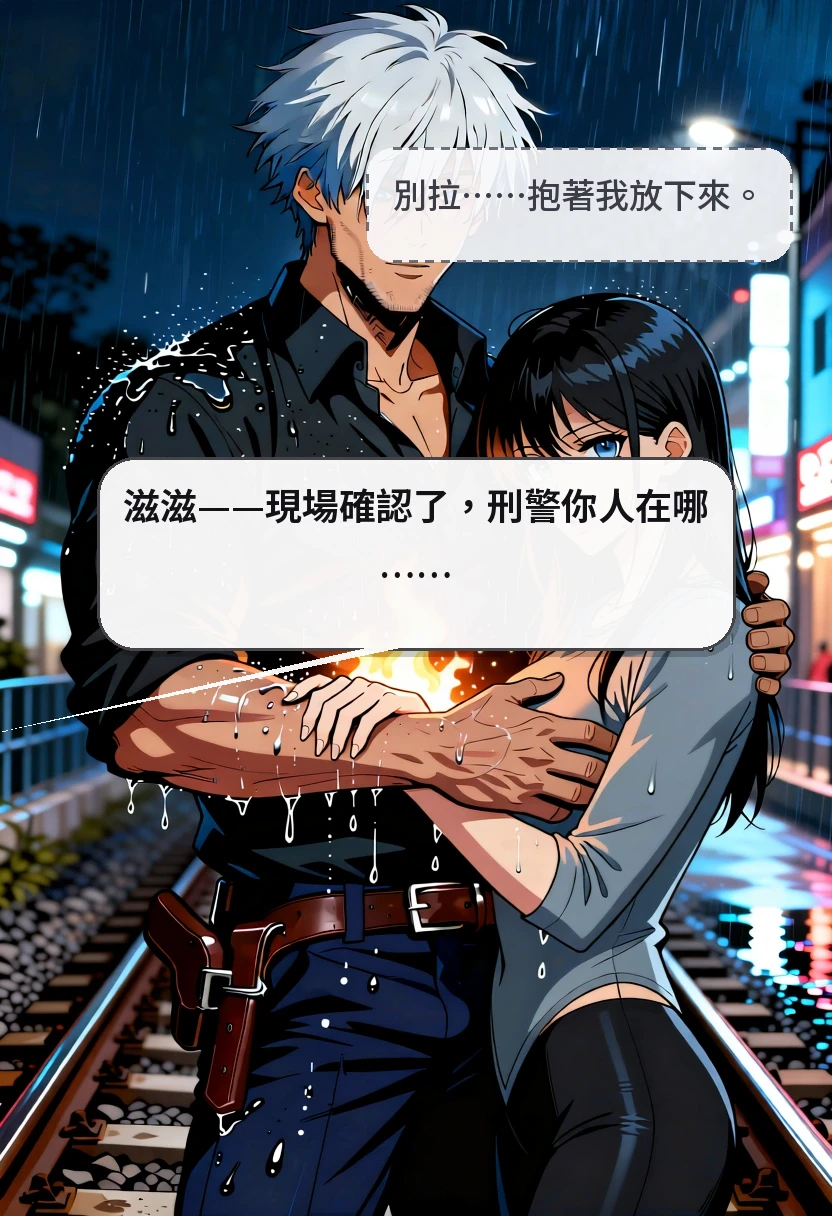 別拉……抱著我放下來。 滋滋——現場確認了，刑警你人在哪……