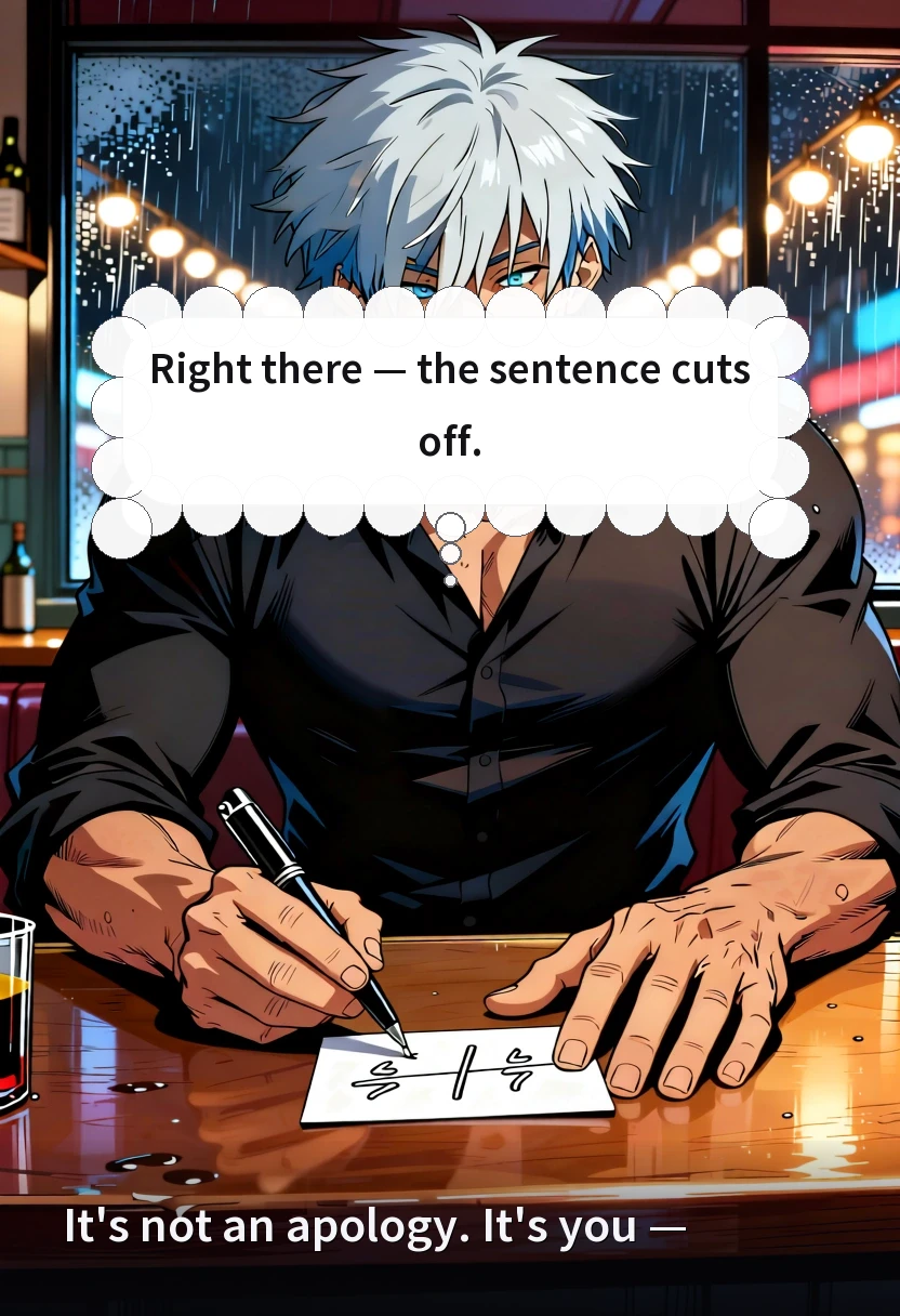 It's not an apology. It's you — Right there — the sentence cuts off.