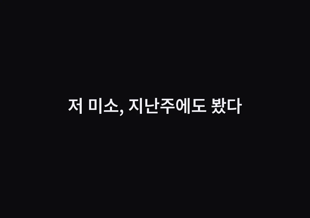 저 미소, 지난주에도 봤다