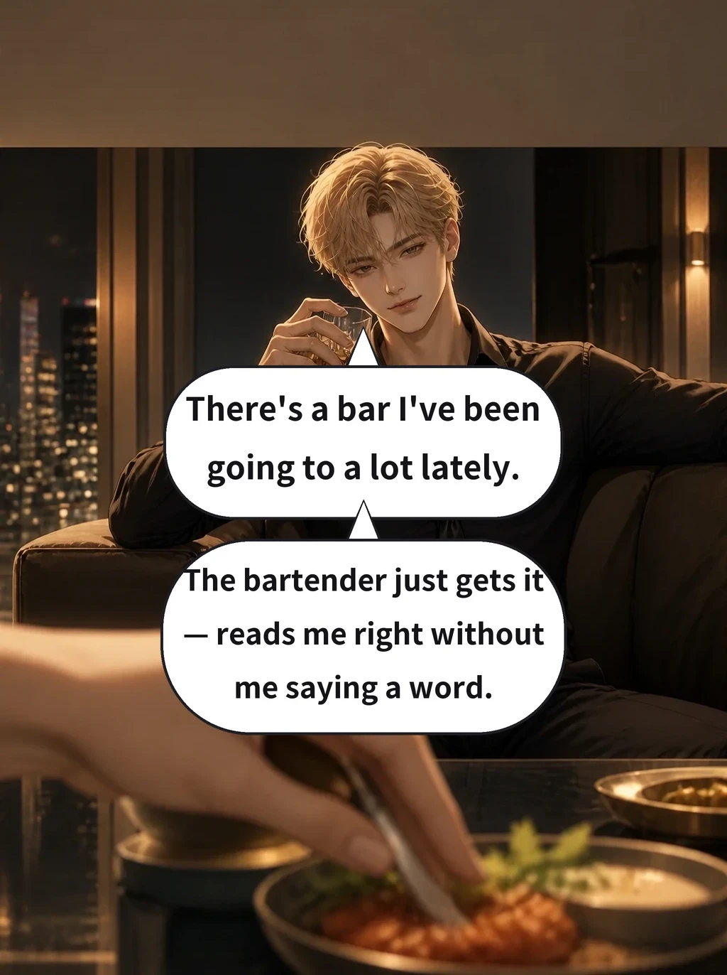 There's a bar I've been going to a lot lately. The bartender just gets it — reads me right without me saying a word.