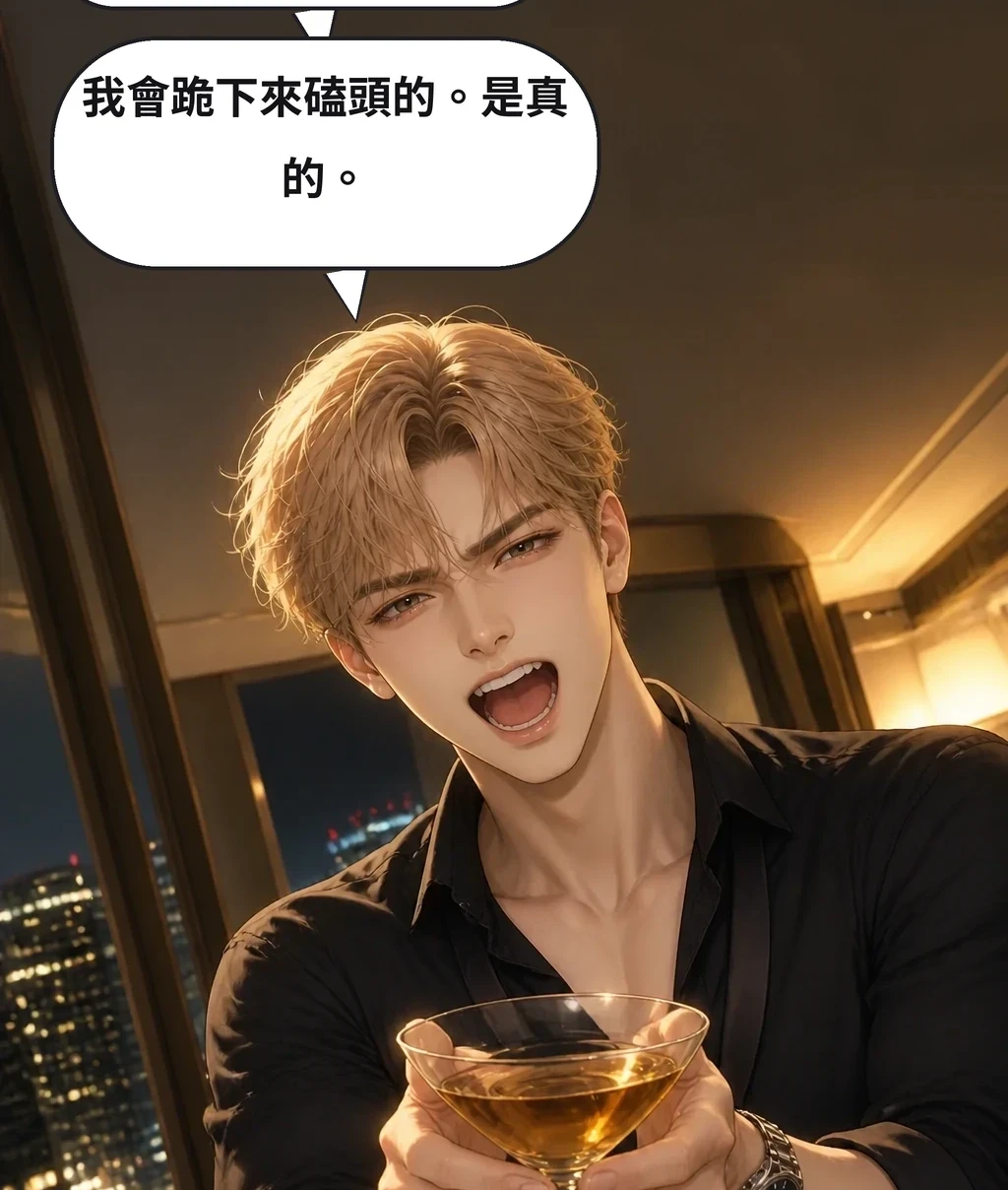 只要幫我叫一次香檳。 我會跪下來磕頭的。是真的。