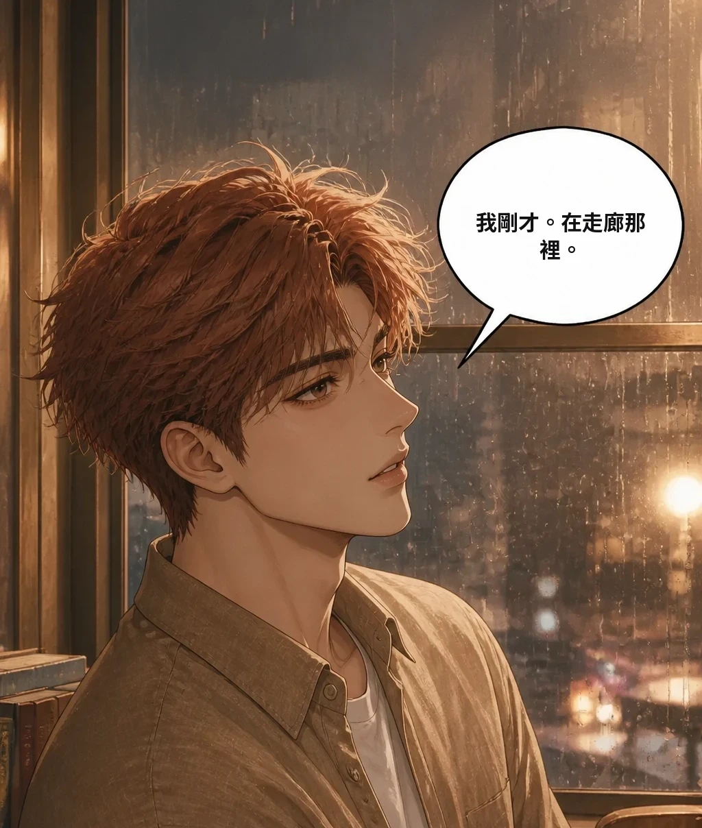 我剛才。在走廊那裡。