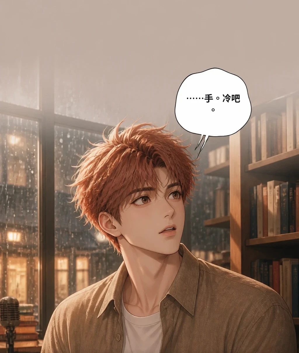 ……手。冷吧。 「不冷。」