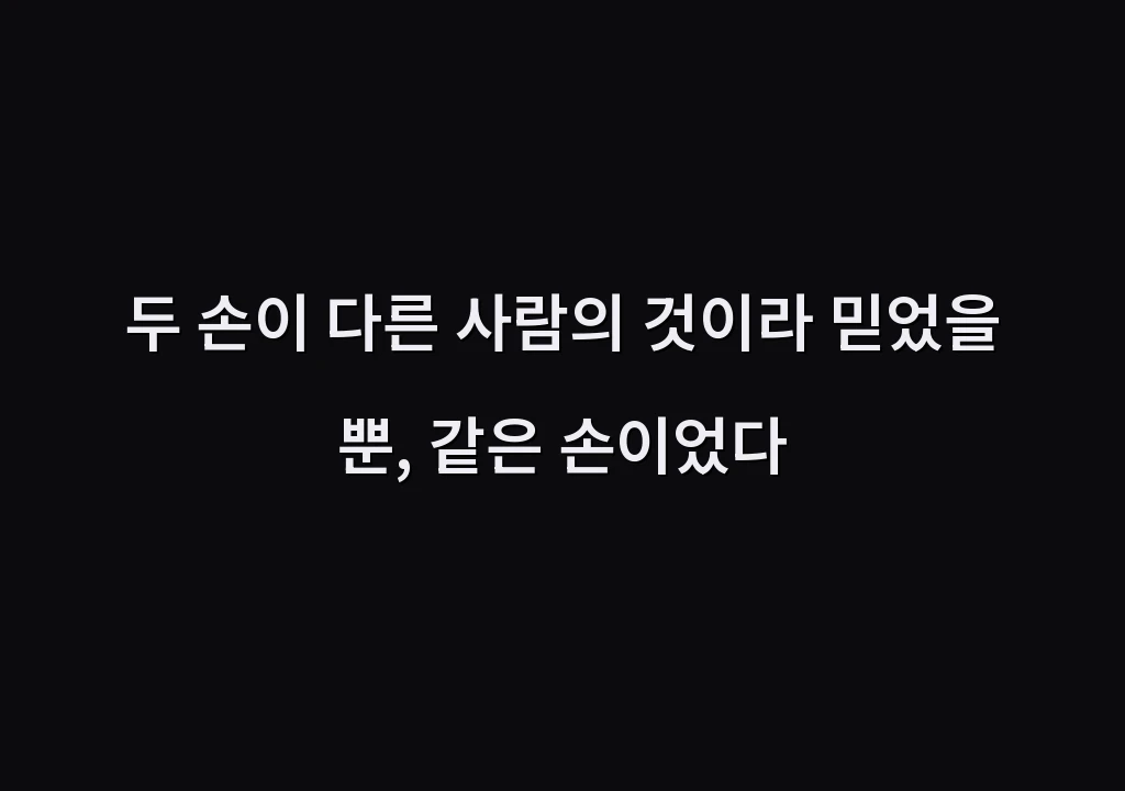 두 손이 다른 사람의 것이라 믿었을 뿐, 같은 손이었다