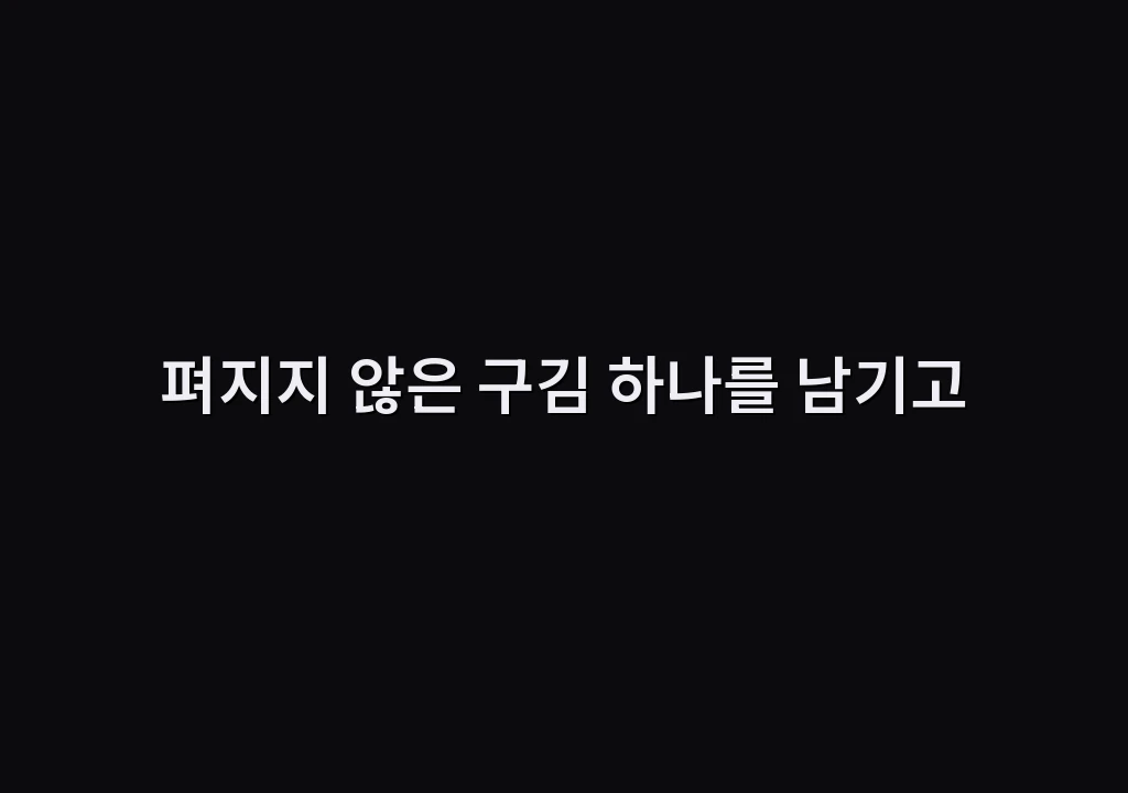 펴지지 않은 구김 하나를 남기고