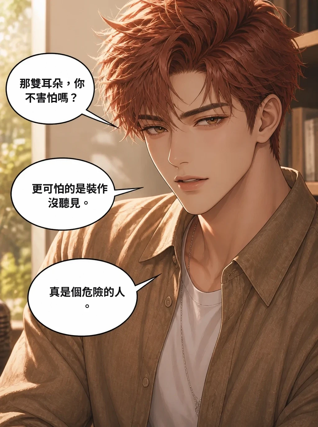 那雙耳朵，你不害怕嗎？ 更可怕的是裝作沒聽見。 真是個危險的人。