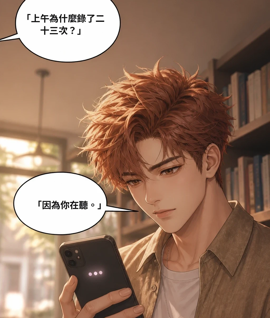 「上午為什麼錄了二十三次？」 「因為你在聽。」