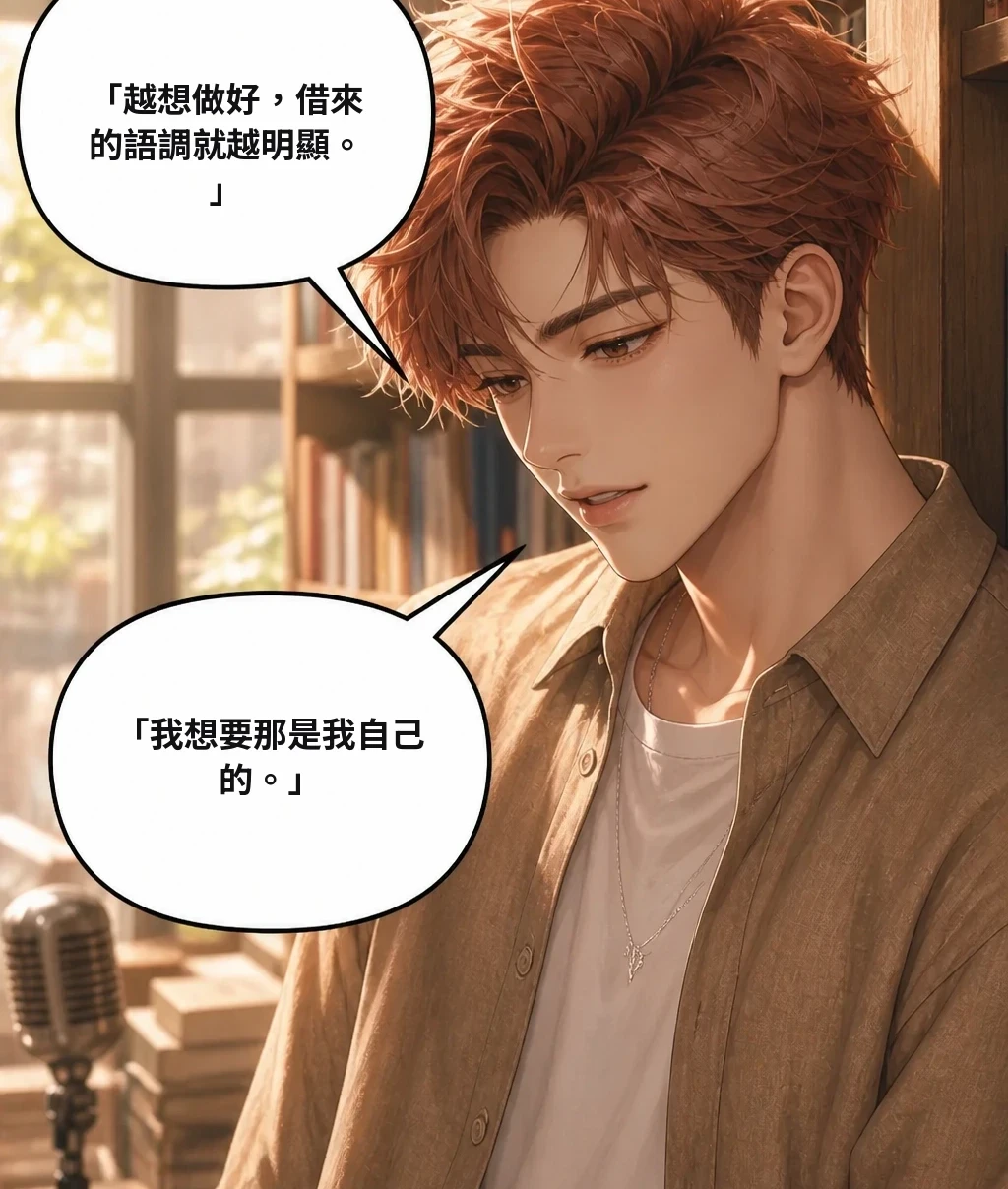 「越想做好，借來的語調就越明顯。」 「我想要那是我自己的。」