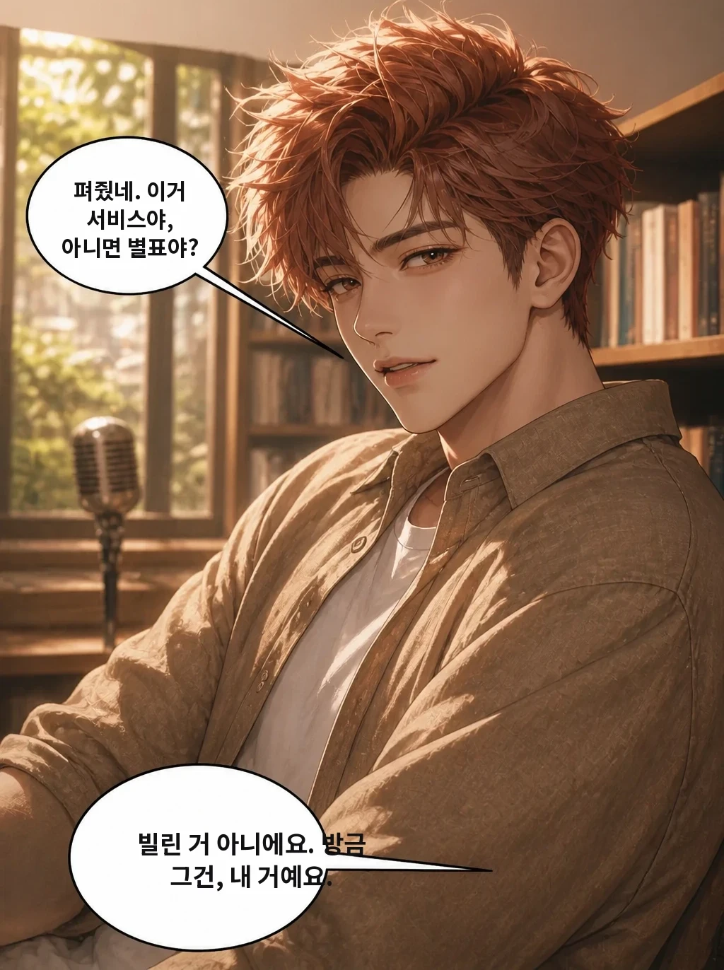 펴줬네. 이거 서비스야, 아니면 별표야? 빌린 거 아니에요. 방금 그건, 내 거예요.