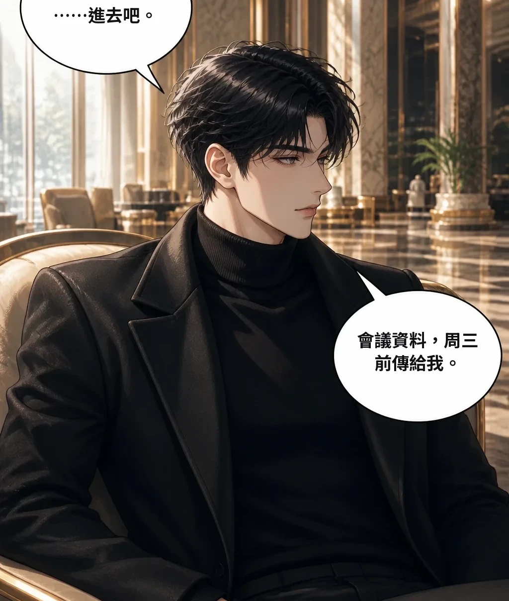 ……進去吧。 會議資料，周三前傳給我。