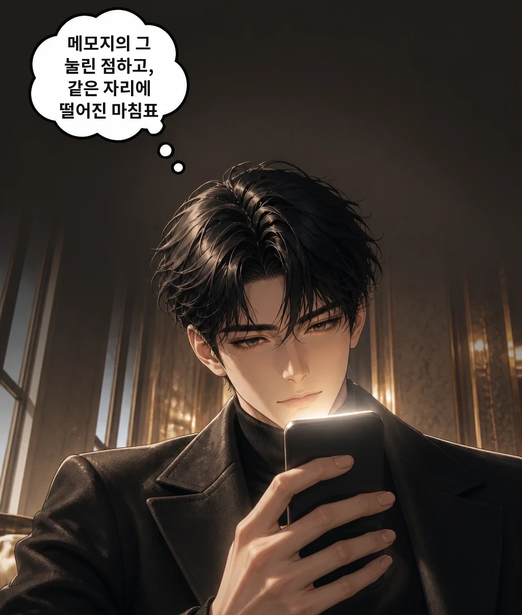 메모지의 그 눌린 점하고, 같은 자리에 떨어진 마침표
